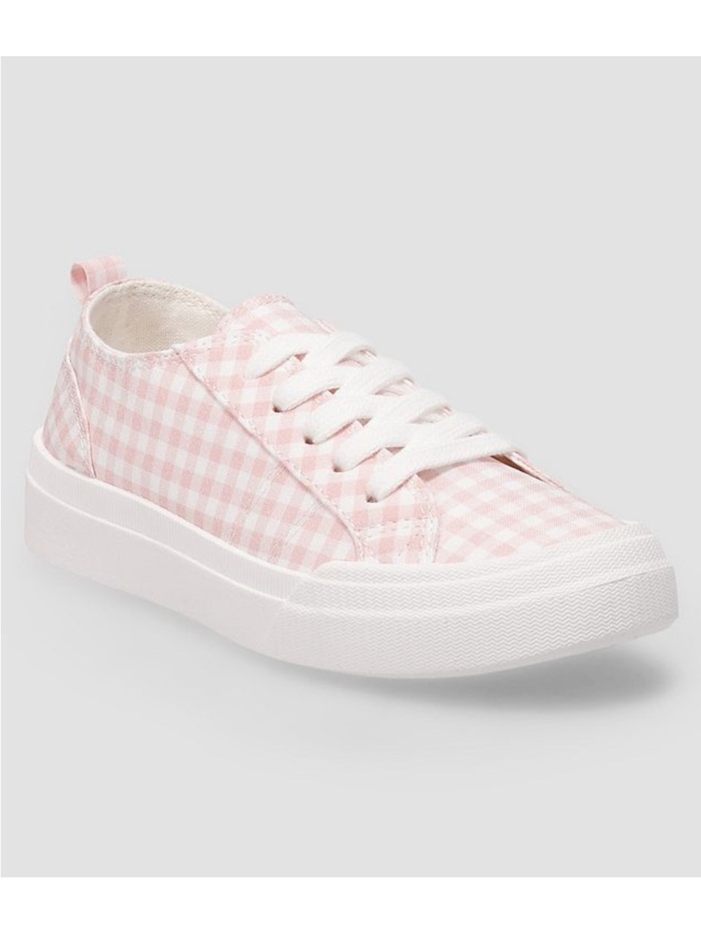 Girls Pink Gingham Low-Top Canvas Sneaker